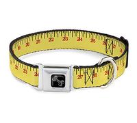 Buckle-Down 15-26" Cinta métrica Amarillo/Negro/Rojo Perro Collar Hueso, Grande