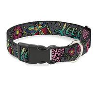Buckle-Down 15-26" Love Kills Gris Clip de plástico Collar, Grande