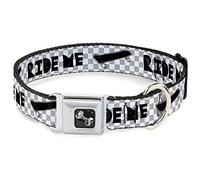 Buckle-Down 15-26" Ride Me - Tabla de Skate con Mini Cuaderno para Perro (tamaño Grande), Color Blanco, Gris y Negro
