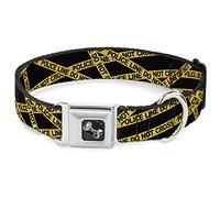 Buckle-Down 16-23" línea de policía Negro/Amarillo Perro Collar Hueso, Ancho Mediano