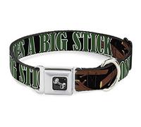 Buckle-Down 16-23" One of Us Likes Big Sticks/Sticks Black/Brown/Green Dog Collar Bone, Wide Medium