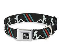 Buckle-Down 18 - 32 "Mud Flap Girls with Stripes Gray/Turquoise/Orange Dog Collar Bone, Wide Large