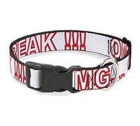 Buckle-Down 18 - 32 "OMG... Dale un Descanso Collar con Clip de plástico Blanco y Rojo, tamaño Grande
