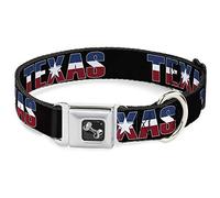 Buckle-Down 18 - 32 "Texas con Estrella Negro/Blanco/Azul/Rojo Perro Collar Hueso, Ancho Grande