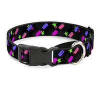 Buckle-Down 3-D - Gafas con Estrellas, Multicolor, Collar de Perro Martingale, 2,5 cm de Ancho, Cuello pequeño