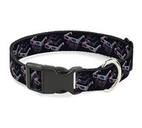Buckle-Down 3-D Gafas de plástico Negro Clip Collar, 1/2" x 9-15"/Grande