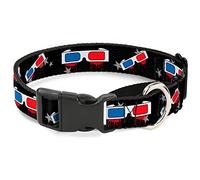 Buckle-Down 3-D Gafas Goteo con Estrellas Martingale Collar de Perro, 1" de Ancho, cuellos de 38 a 66 cm