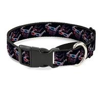 Buckle-Down 3-D Gafas Negro Martingale Collar de Perro, 1" de Ancho, 11 - 17 Pulgadas, Cuello Mediano