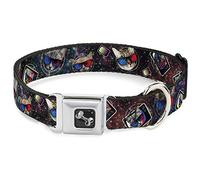 Buckle-Down 3D TV Cat In Space Dog Collar Bone, pequeño/9-15