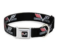 Buckle-Down 9 - 15 "CHBA-1967 Impala 396 Turbo-Jet V Emblema de Todo Color Negro/Plata/Rojo/Blanco Collar de Perro, pequeño.