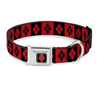 Buckle Down 9 - 15 "" jkg-Harley Quinn Diamond Full Color Negro/Rojo Collar de Perro