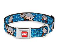 Buckle Down 9 - 15 "Marvel Universo Carcasa Monogram Blues Poses/Martillo de Thor Collar de Perro