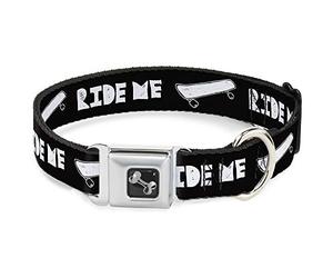 Buckle-Down 9 - 15 "Ride Me monopatín Negro/Blanco Perro Collar Hueso, pequeño