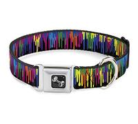 Buckle-Down 9 - 15 "Salpicaduras de Pintura Negro/Multi Color Collar de Perro Hueso, pequeño