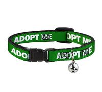 Buckle-Down Adopt Me - Collar de gato con campana, clip de plástico, fácil de ajustar, de 8.5 a 12-0.5 pulgadas de ancho