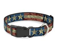 Buckle-Down Americana - Collar de Clip de plástico con diseño de Estrellas y Rayas, 2,5 x 22,8-38,1 cm, tamaño pequeño