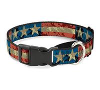 Buckle-Down Americana - Collar para Perro con diseño de Estrellas y Rayas de Estilo Vintage, Talla Grande de 38 a 66 cm