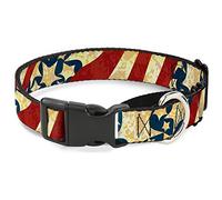 Buckle-Down Americana - Collar para Perro con diseño de Estrellas y Rayas de Estilo Vintage y Diagonal, Talla Grande de 38 a 66 cm