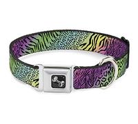 Buckle-Down Animal Skins Rainbowith - Collar para Perro, Color Negro, mediano/11-17