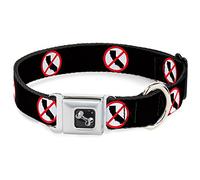 Buckle-Down Anticalifornia Logo Negro/Rojo/Blanco Perro Collar Hueso, Ancho pequeño/13 - 18 "