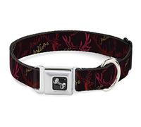 Buckle-Down Antlers - Collar para Perro, Color Negro/Borgo/Oro, tamaño Grande, 45,7 cm