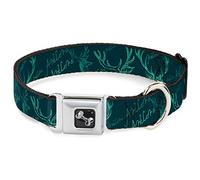 Buckle-Down Antlers Turquesa Perro Collar Hueso, pequeño/9-15