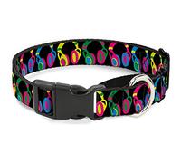 Buckle-Down - Auriculares de Diadema para Perro, Color Negro/neón Martingal, 2,5 cm de Ancho, Cuello Mediano, de 28 a 43 cm