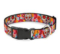 Buckle Down azúcar Calaveras Estrellas Blanco/Multi Color plástico Clip Collar