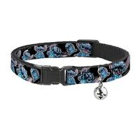 Buckle-Down BAC-WDY063-NM Breakaway - Poste de Punto de Gato para Gato, Color Negro, Gris, Azul, Cuello de 1/2"W-8-12