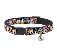 Buckle-Down BAC-WDY092-NM Breakaway - Collar para Gato con Caras de Personajes de Disney, Color Negro, Cuello Mediano de 1,27 cm x 20,32 cm