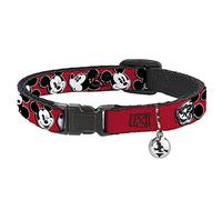 Buckle-Down BAC-WDY098-NM Breakaway - Collar para Gato, diseño de Mickey Mouse, Color Rojo/Negro/Blanco, Cuello Mediano de 1,27 cm x 20,32 cm