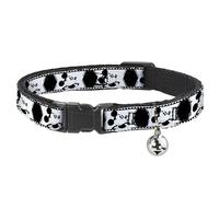 Buckle-Down BAC-WDY143-NM Breakaway Cat - Collar-Mickey de pie de pie, Tira de película de Color Blanco/Negro, Cuello Mediano de 1/2 "W-8-12