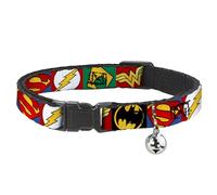 Buckle-Down BAC-WJL078-NM Liga de la Justicia Breakaway Cat Collar, 1/2" de Ancho, Cuello-Mediano de 8-12"