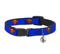 Buckle Down BAC-WSM001-NM - Collar para Gato con Escudo de Superman Azul, 1,27 cm de Ancho, Cuello Mediano de 20,32 cm