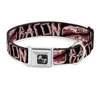 Buckle-Down Bacon con text2 Collar de Perro Hueso, Amplia grande/18 - 32 "