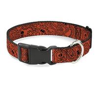 Buckle-Down Bandana/Skulls - Collar con clip de plástico (ancho de 1,27 cm, cuello: 20,32-30,48 cm), color naranja y negro