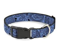 Buckle-Down Bandana/Skulls - Collar con Clip de plástico para bebé, Color Azul y Negro, 3,81 x 45,72 cm/Grande