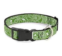 Buckle-Down Bandana/Skulls Collar de plástico irlandés Verde/Blanco, 1/2" de Ancho, Cuello: 15,24-22,86 cm