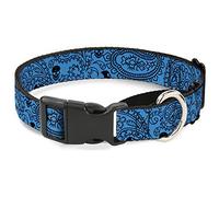 Buckle-Down Bandana/Skulls - Collar para Perro, Color Azul y Negro, Talla M de 28 a 43 cm