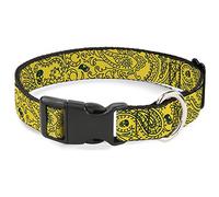 Buckle-Down Bandana/Skulls Cuello de plástico con Clip de Color Dorado/Verde, 2,5 cm de Ancho, Cuello pequeño