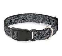 Buckle-Down Bandana/Skulls - Cuello Redondo de plástico Plateado y Negro, 1/2" de Ancho, 15,2 cm de Cuello, Talla pequeña