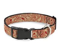 Buckle-Down Bandana/Skulls Gold/Scarlet Red Plastic Clip Collar, 1" Wide-Fits 15-26" Cuello - Grande