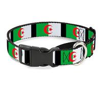 Buckle-Down - Banderas de Argelia Martingale Collar para Perro, 3,8 cm de Ancho, Cuello pequeño de 33 a 46 cm