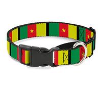 Buckle-Down - Banderas del Camerún, Collar de Perro Martingale, 2,5 cm de Ancho, Cuello Mediano, 27,94 cm