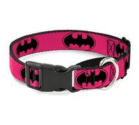 Buckle-Down Bat Signal-3" Martingale Collar para Perro, Color Fucsia/Negro, 1" de Ancho, para cuellos de 38 a 66 cm