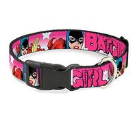 Buckle Down Batgirl Letras con Estrellas Rosa/Blanco plástico Clip Collar