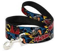 Buckle-Down Batman in Action WHOOM! Red Skyline - Correa para Mascota, 15,2 x 3,8 cm