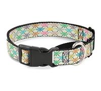 Buckle-Down BD Monogram Tan/Multi Neon Martingale Collar de Perro, 3,81 cm de Ancho, Cuello-Mediano