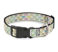 Buckle-Down BD Monogram Tan/Multi Neon Plástico Clip Collar, 1" x 11-17"/Medium