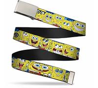 Buckle-Down Big Web Belt Bob Esponja, Bob Esponja Expressions Stripe Blue, 1.0" Wide - Fits up to Kids Size 20